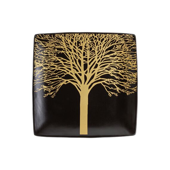 Набор тарелок десертных, 21х21 см, 4 шт, цвет черный, золотистый декор, Singapore, WD Lifestyle, изображение 3