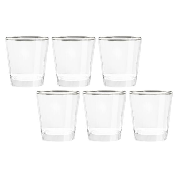 Набор из 6-ти стаканов для виски, 10 см, 365 мл, с серебристым кантом, Gemma Platinum, Le Stelle, изображение 2