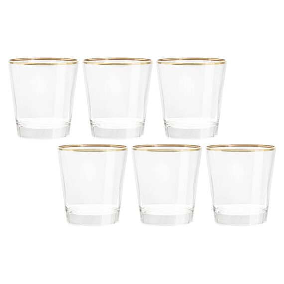 Набор из 6-ти стаканов для виски, 10 см, 365 мл, с золотистым кантом, Gemma Gold, Le Stelle, изображение 2