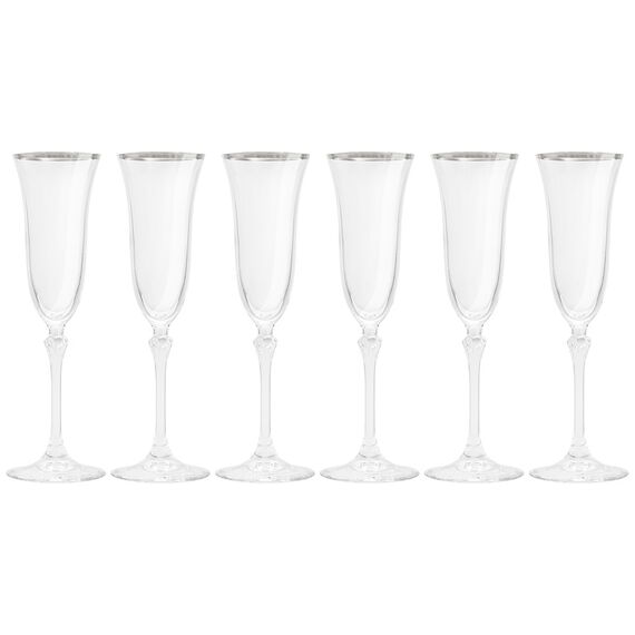 Набор из 6-ти бокалов для шампанского, 150 мл, с серебристым кантом, Gemma Platinum, Le Stelle, изображение 2