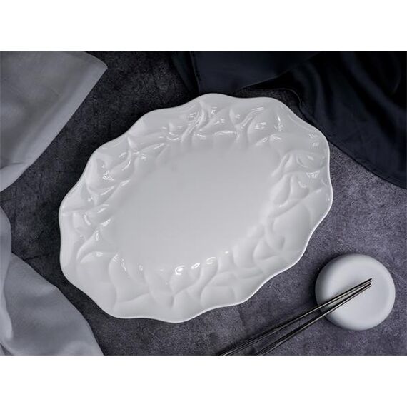 Блюдо овальное 31x22,5 см, h 2,5 см, костяной фарфор, Origami, Casa di fortuna, изображение 2