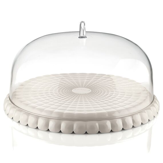 Блюдо сервировочное с крышкой Tiffany, ?30 см, молочно-белое, Guzzini